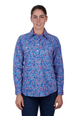 Hard Slog Ladies Luisa Half Placket L/S Shirt - Blue - H3S2101173