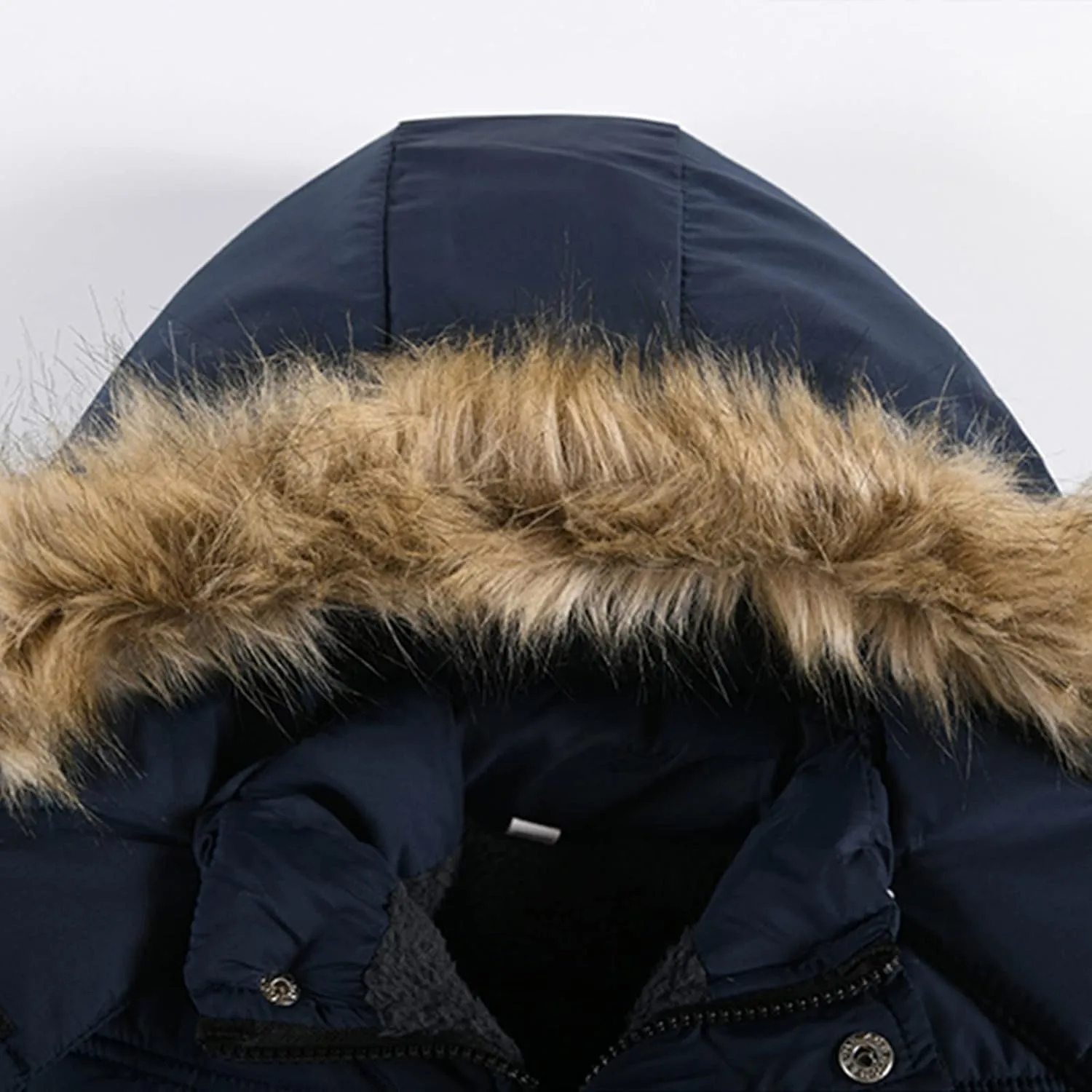 Toddler Boys Down Jacket Hood with Fur Collar Thick Warm Winter Fall Coat Parka Padded Fashion Warm Trim Outerwear