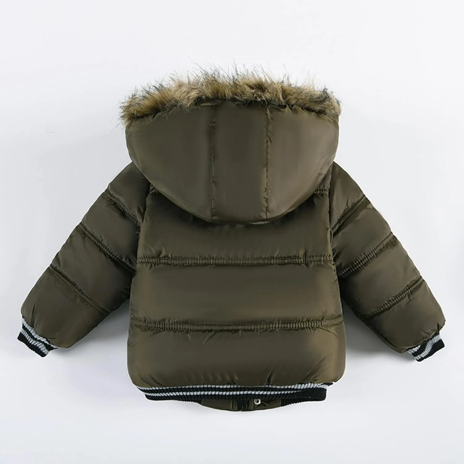 Toddler Boys Down Jacket Hood with Fur Collar Thick Warm Winter Fall Coat Parka Padded Fashion Warm Trim Outerwear