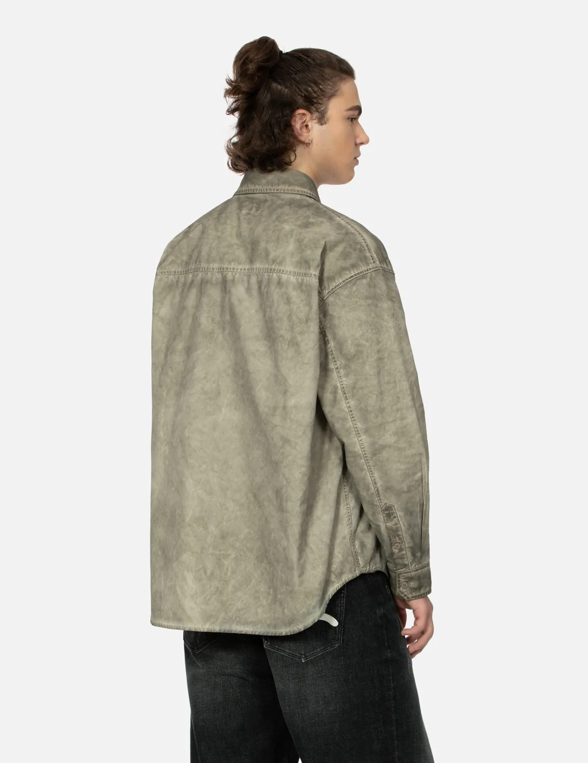 Washed Seagull Embroidery Loose Fit Shirt